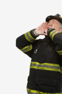 Portrait of a firefighter shouting